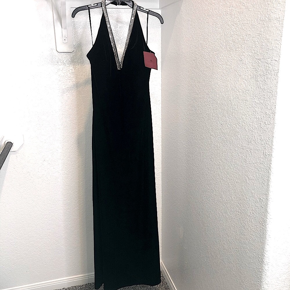 NWT💎 JS Collections Holiday Prom Dress Velvet Rhinestone